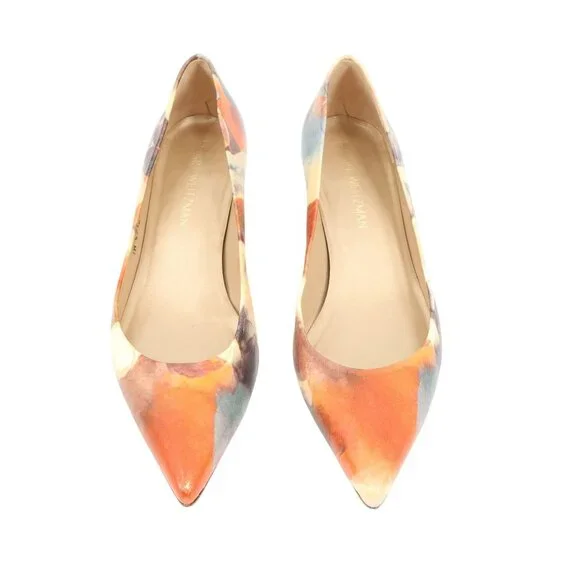 Stuart Weitzman Largo Miel Tie Dye Pointed Toe Slip On Block Heels 8 - Picture 4 of 6